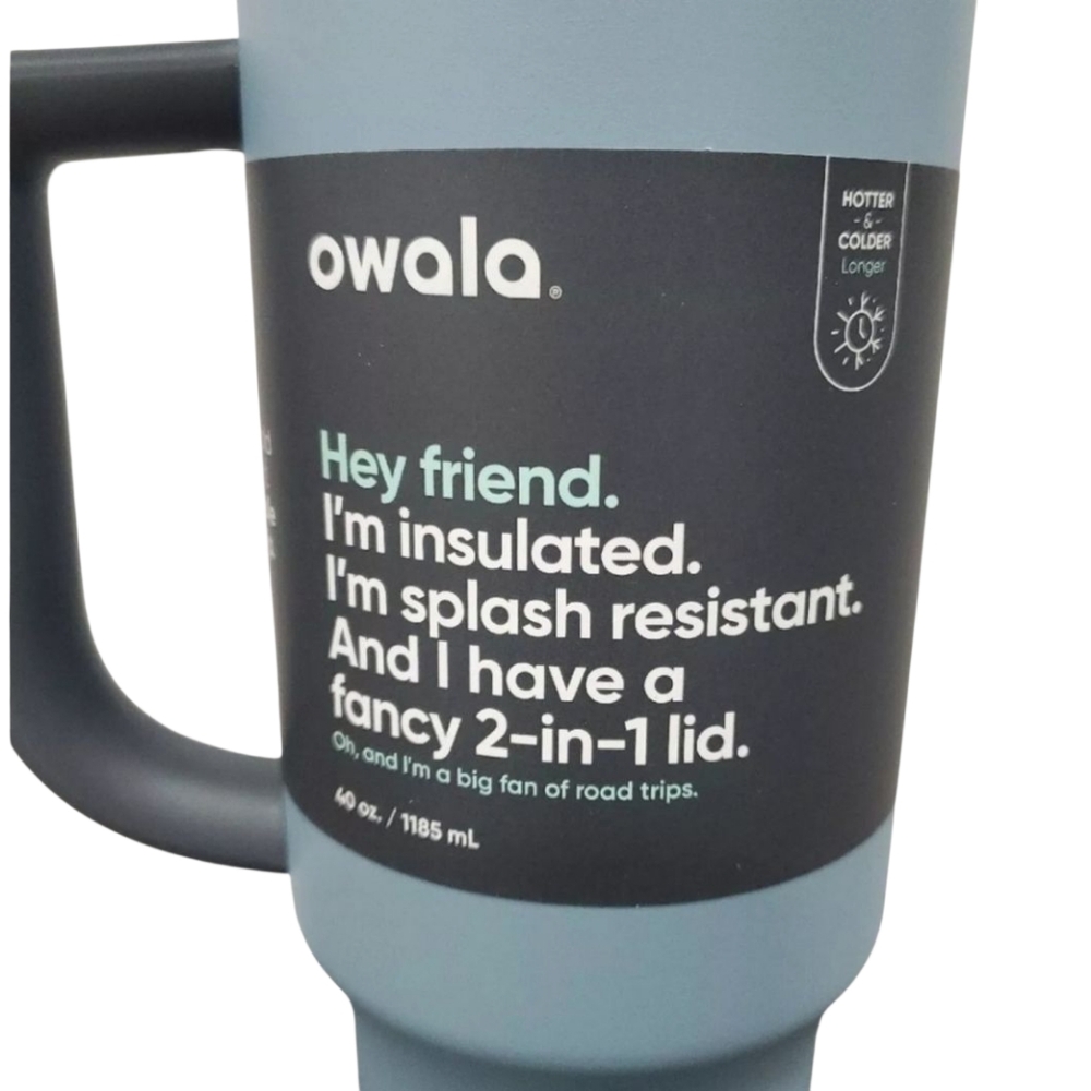 Owala Rainstorm Blue Stainless Steel Insulated Tumbler 40 oz Hot or Cold - Picture 5 of 5